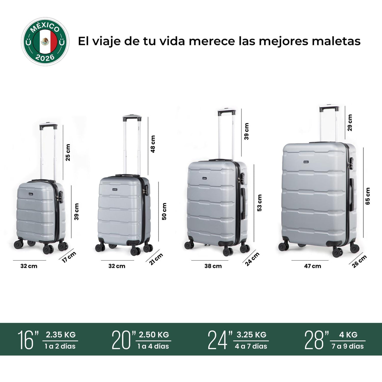 Maletas Viaje 16”, 20”, 24” y 28” con Stickers Futbol 2026