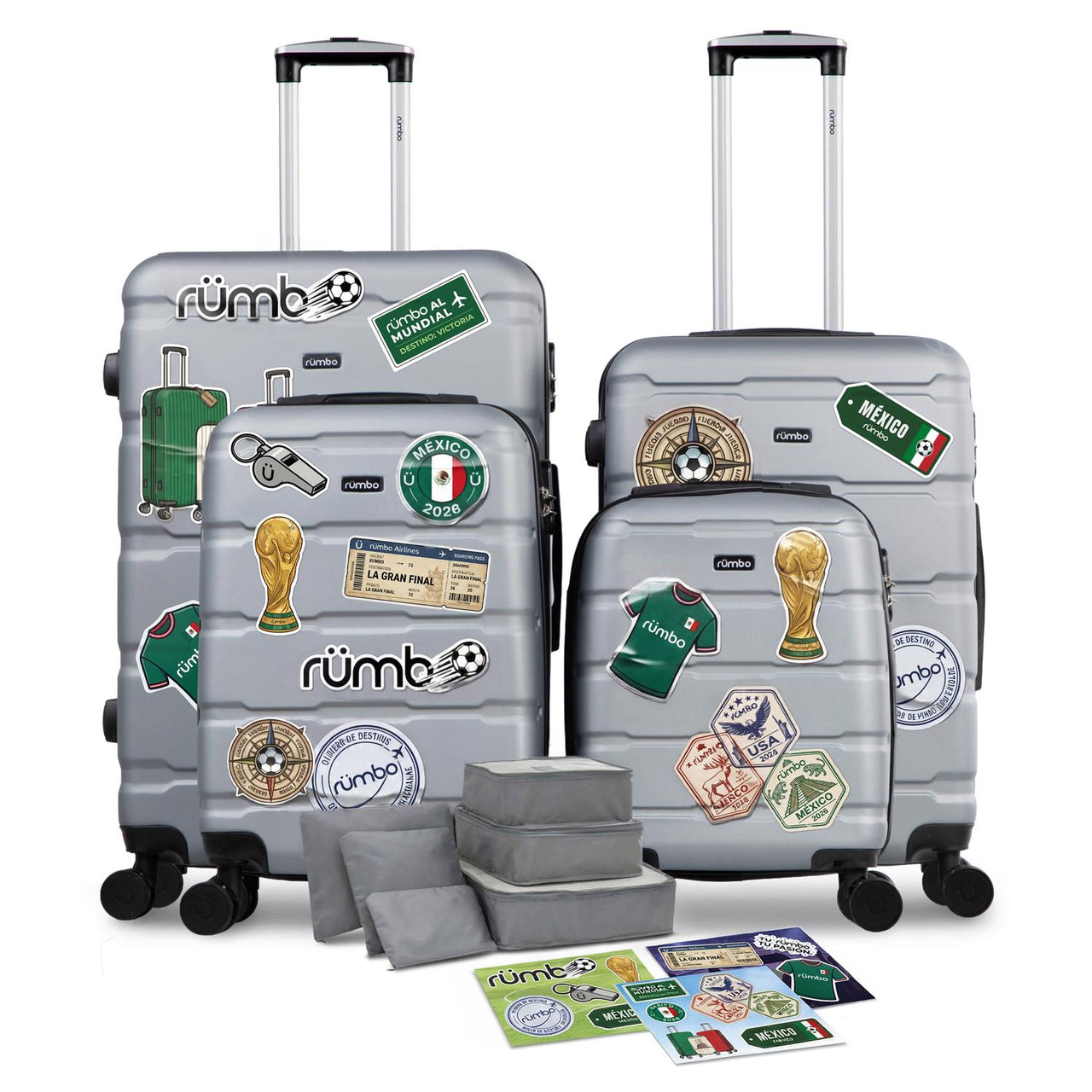 Maletas Viaje 16”, 20”, 24” y 28” con Stickers Futbol 2026