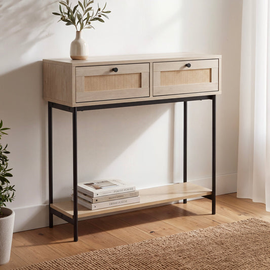 Mesa Auxiliar Consola para Sala Recibidor Madera y MetalTABL-RATN2