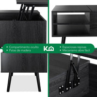 Thumbnail for Mesa de Centro Elevable de Madera con Almacenamiento Oculto