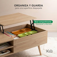 Thumbnail for Mesa de Centro Elevable de Madera con Almacenamiento Oculto