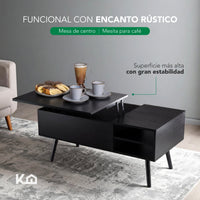 Thumbnail for Mesa de Centro Elevable de Madera con Almacenamiento Oculto