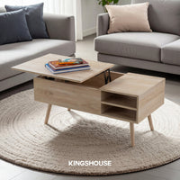 Thumbnail for Mesa de Centro Elevable de Madera con Almacenamiento Oculto