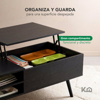 Thumbnail for Mesa de Centro Elevable de Madera con Almacenamiento Oculto