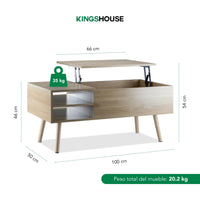 Thumbnail for Mesa de Centro Elevable de Madera con Almacenamiento Oculto