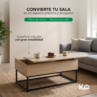 Thumbnail for Mesa De Centro Elevable Montan Almacenamiento Interno Madera