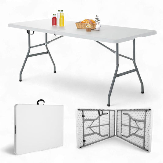 Mesa Plegable Portafolio 2.40M Blanca Camping Jardín EventosFOLTA - 240