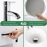 Thumbnail for Mueble Flotante Baño con Lavabo + Espejo Redondo LED