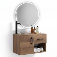 Thumbnail for Mueble Flotante Baño con Lavabo + Espejo Redondo LED
