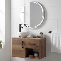 Thumbnail for Mueble Flotante Baño con Lavabo + Espejo Redondo LED