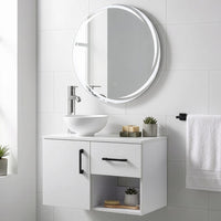 Thumbnail for Mueble Flotante Baño con Lavabo + Espejo Redondo LED