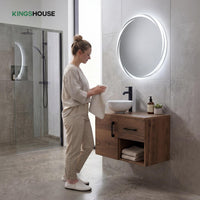 Thumbnail for Mueble Flotante Baño con Lavabo + Espejo Redondo LED