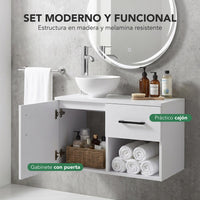 Thumbnail for Mueble Flotante Baño con Lavabo + Espejo Redondo LED