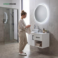 Thumbnail for Mueble Flotante Baño con Lavabo + Espejo Redondo LED