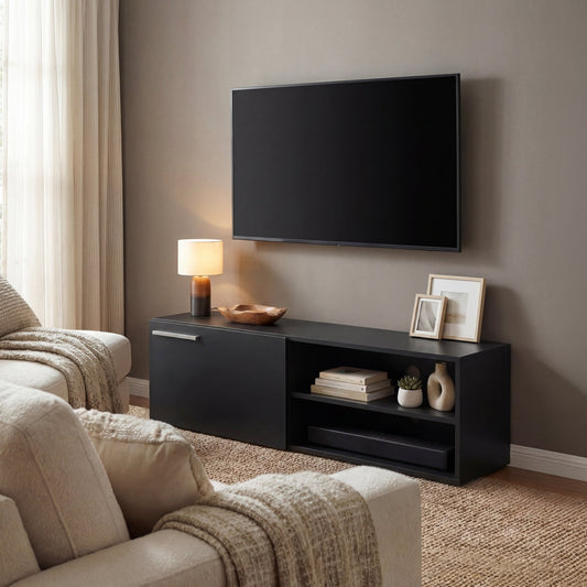 Mueble Sala TV 55 Pulgadas Nórdico Minimalista de MaderaTV1-NEG