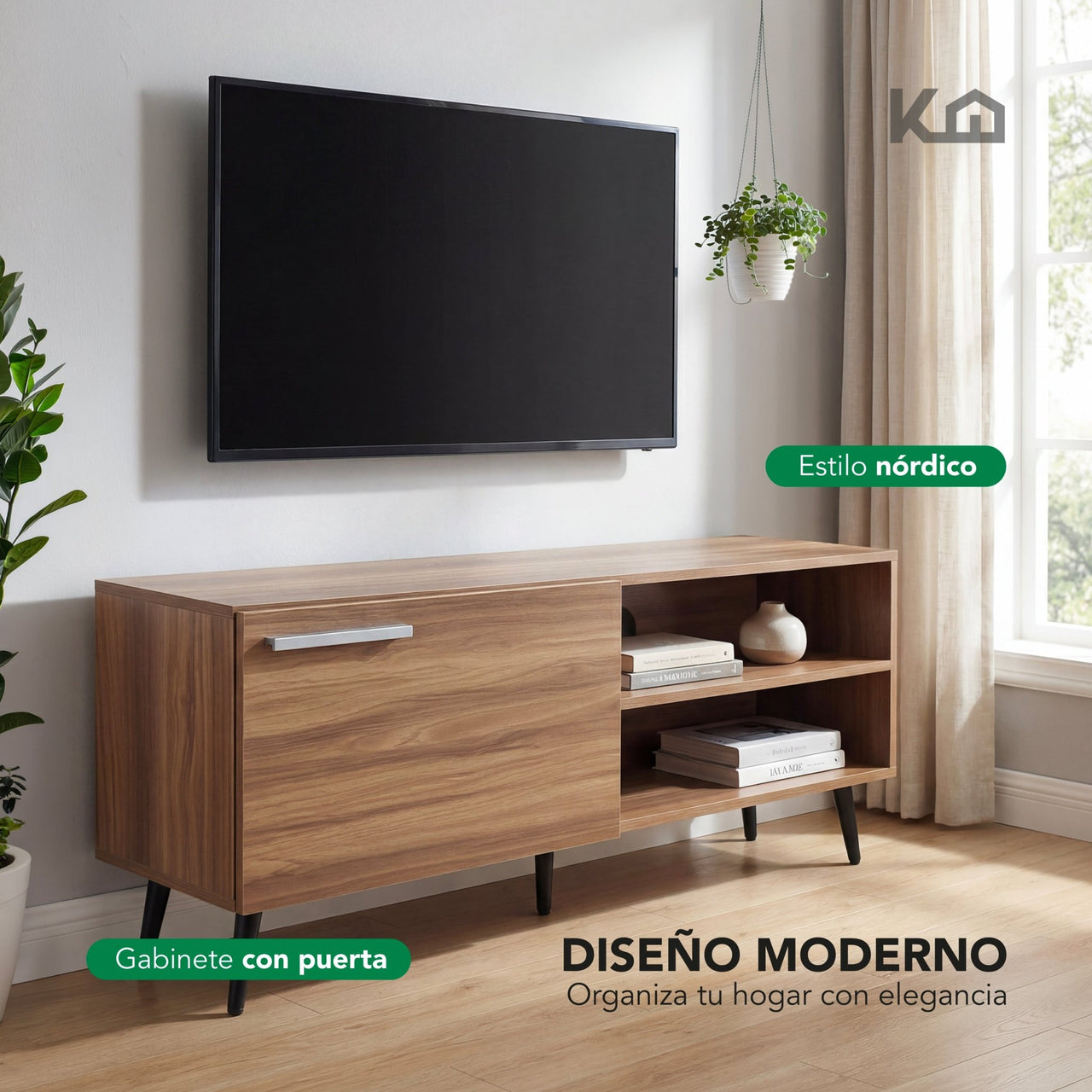 Mueble TV 55” con Repisas Diseño Moderno Funcional