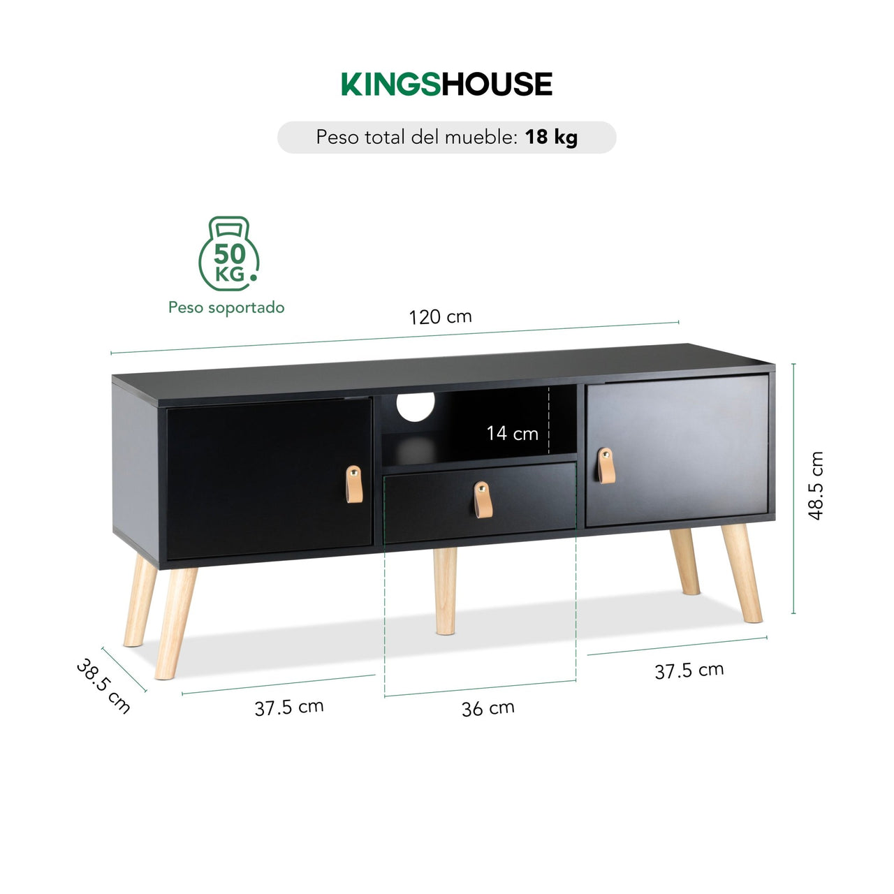 Mueble TV 55” Estilo Moderno con Repisas Prácticas