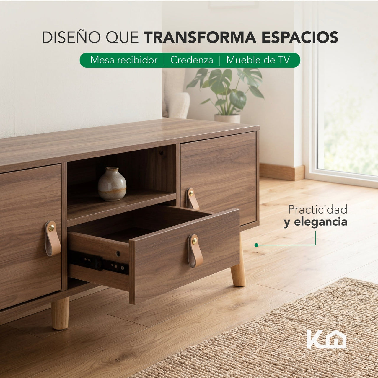 Mueble TV 55” Estilo Moderno con Repisas Prácticas