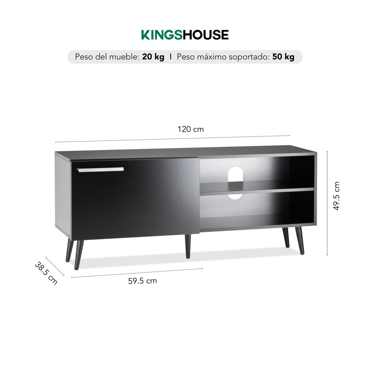 Mueble TV 55” con Repisas Diseño Moderno Funcional