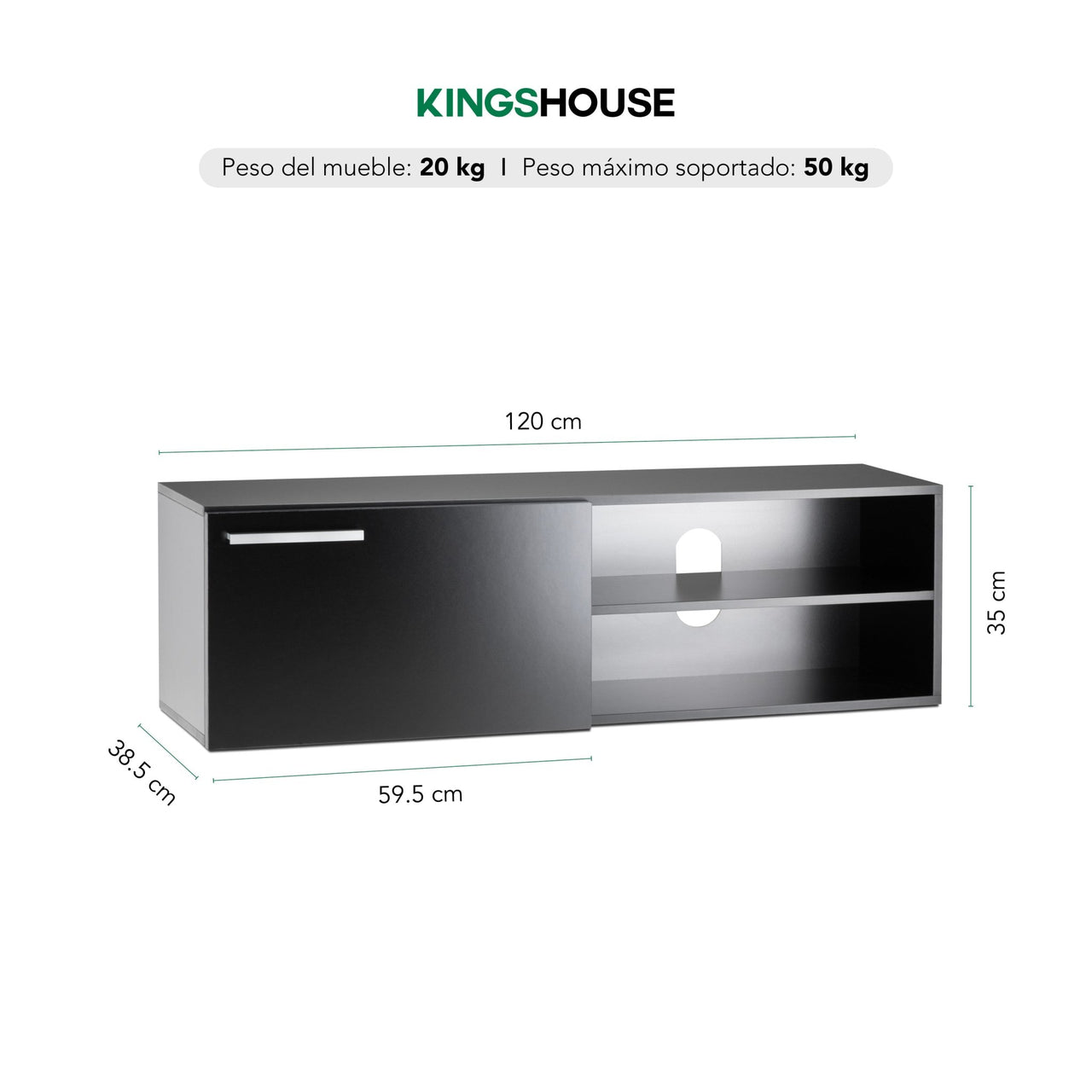 Mueble TV 55” con Almacenamiento Moderno de Madera