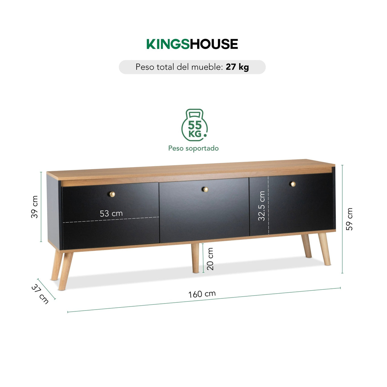 Mueble TV 75” Diseño Moderno con Repisas Prácticas