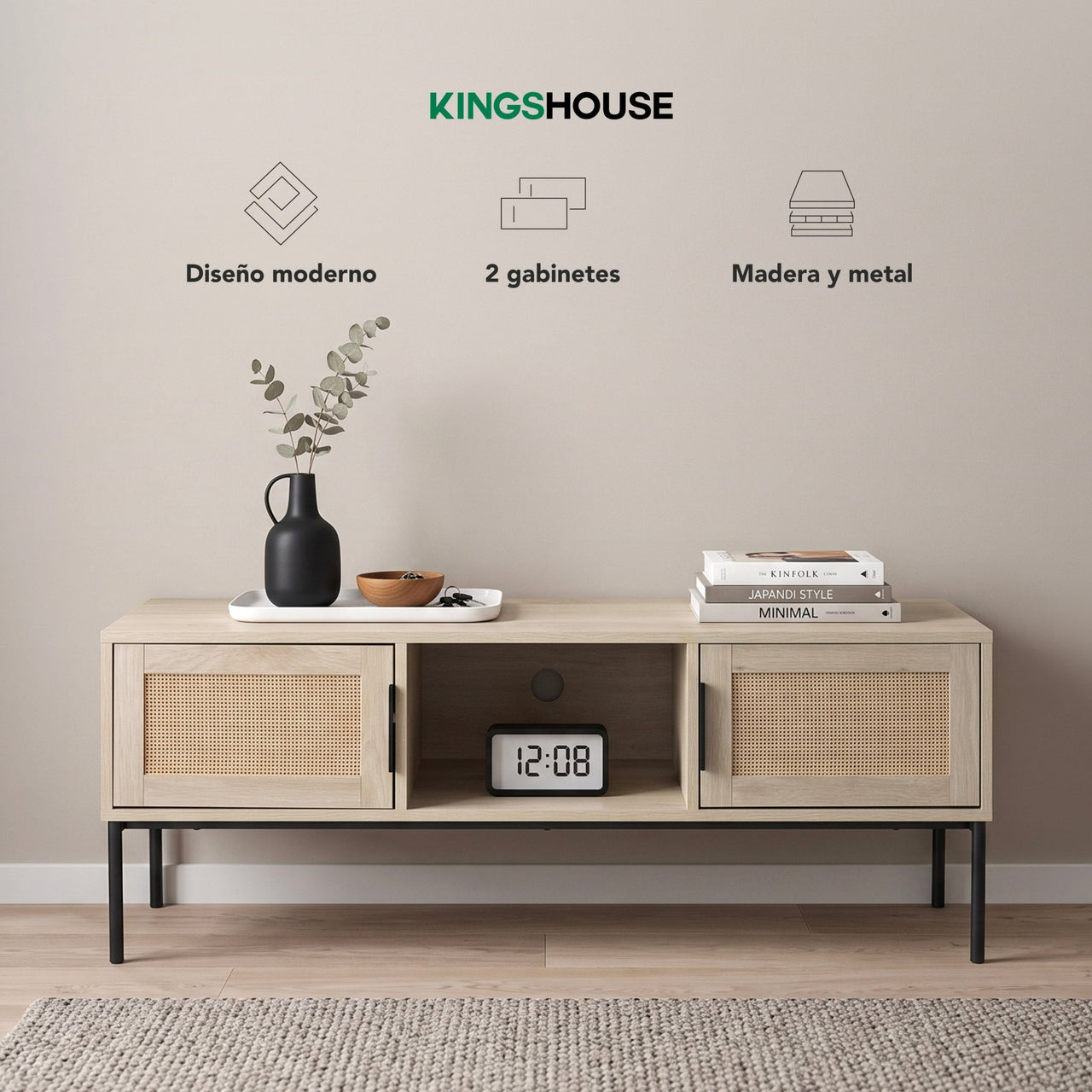 Mueble TV 60” Centro de Entretenimiento Madera Moderno