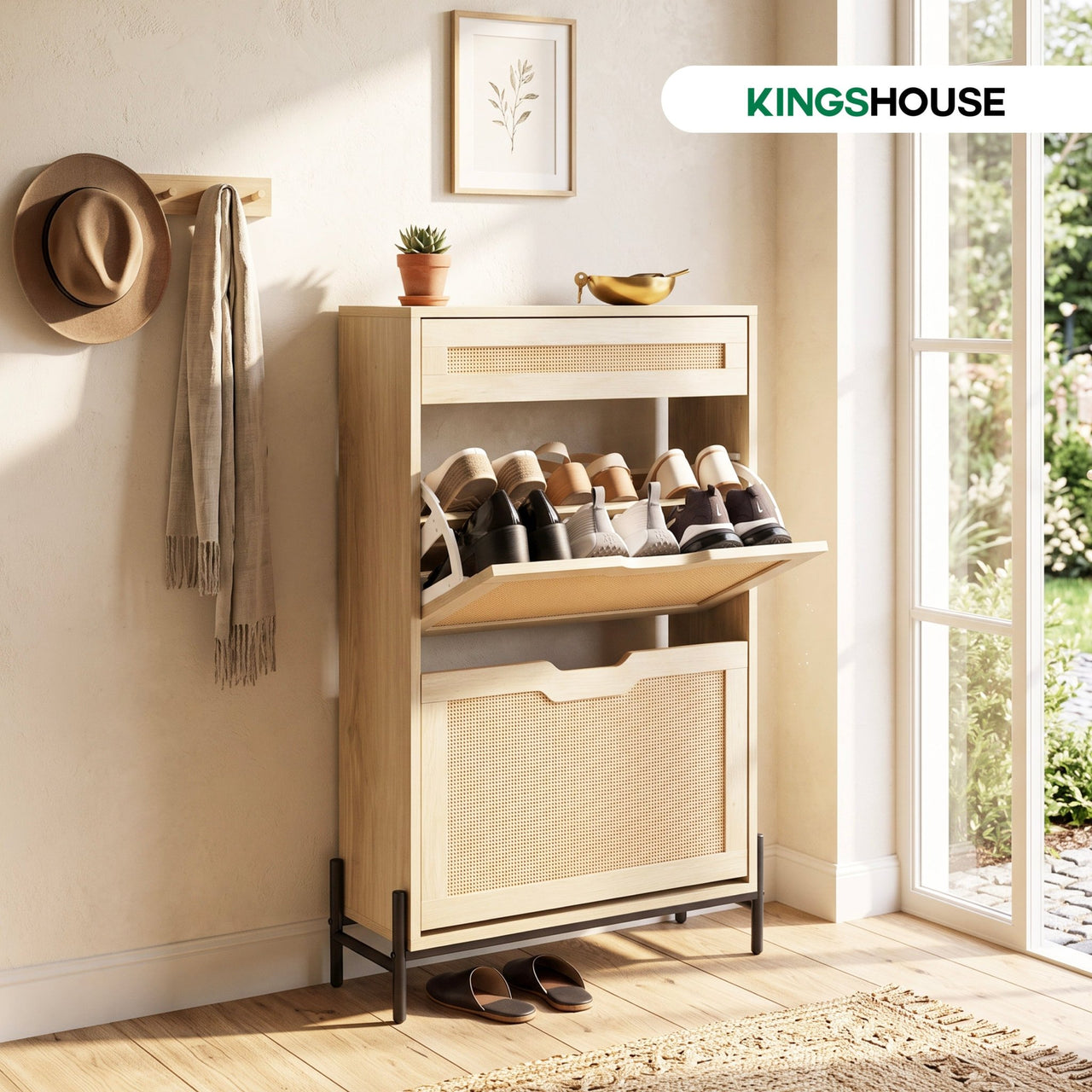 Mueble Zapatero Armario Organizador con 2 Niveles 14 Pares