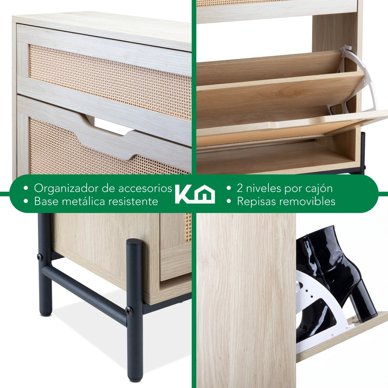 Mueble Zapatero Armario Organizador con 3 Niveles 20 Pares