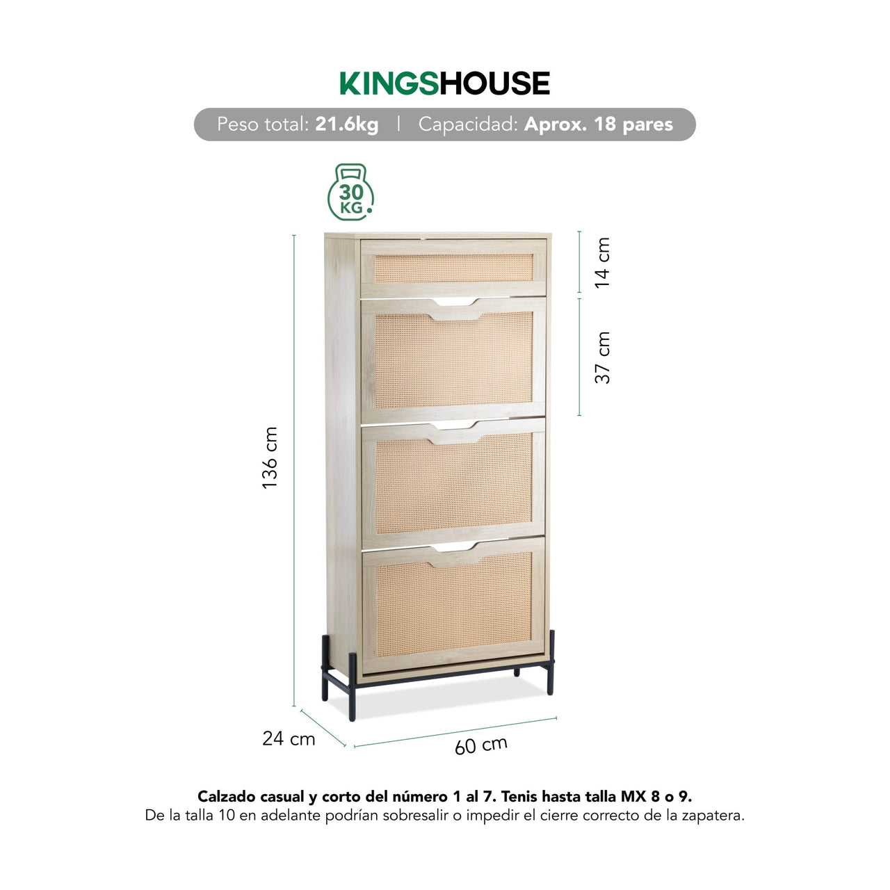 Mueble Zapatero Armario Organizador con 3 Niveles 20 Pares