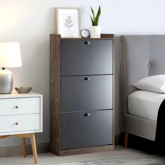 Mueble Zapatero Gabinete Madera Organizador con 3 NivelesSHMTN1-NEG