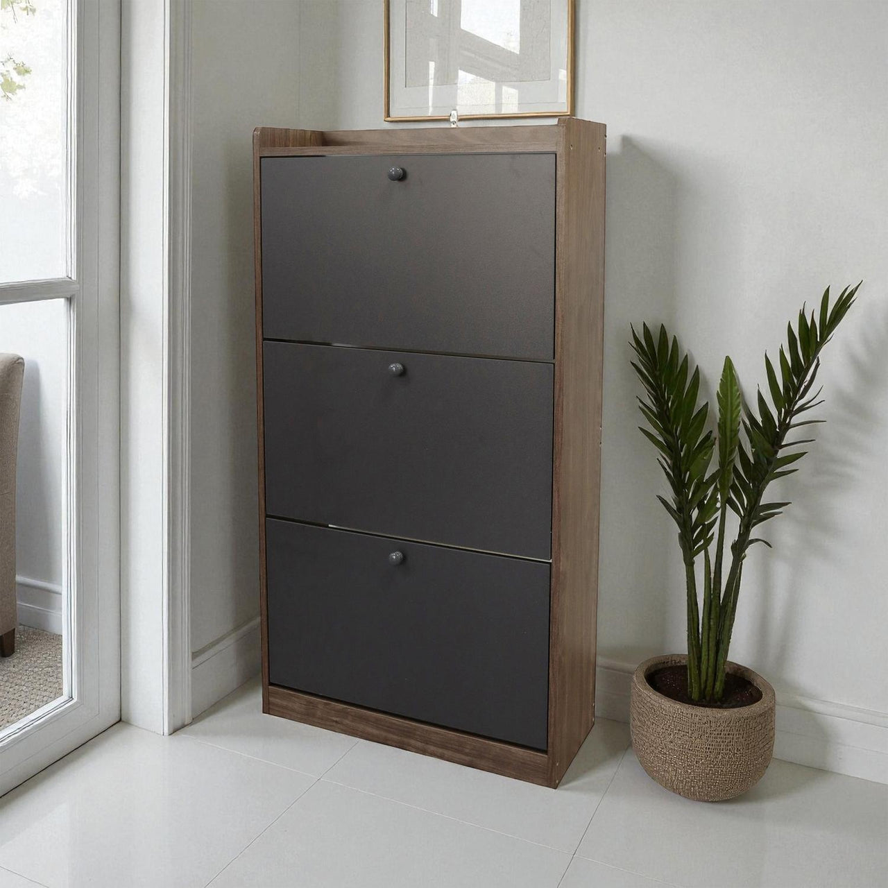 Mueble Zapatero Gabinete Madera Organizador con 3 Niveles