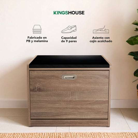 Mueble Zapatero Gabinete Organizador 3 Niveles con BancoSHMTN3-MAD