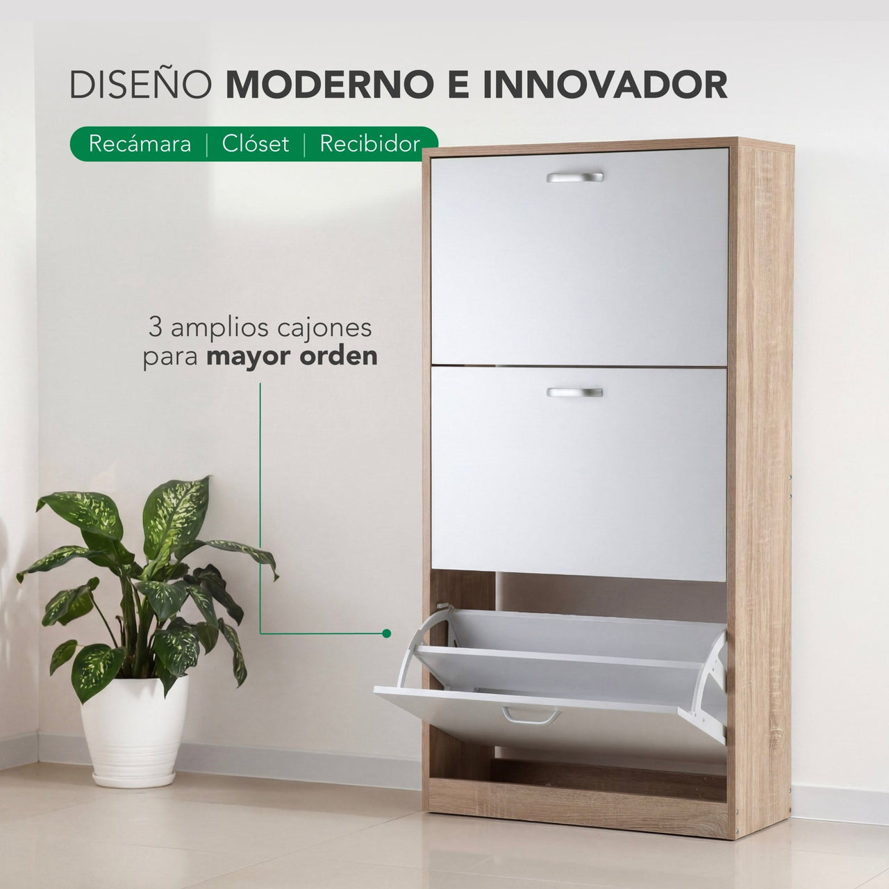 Mueble Zapatero Grande Organizador 3 Cajones Compacto