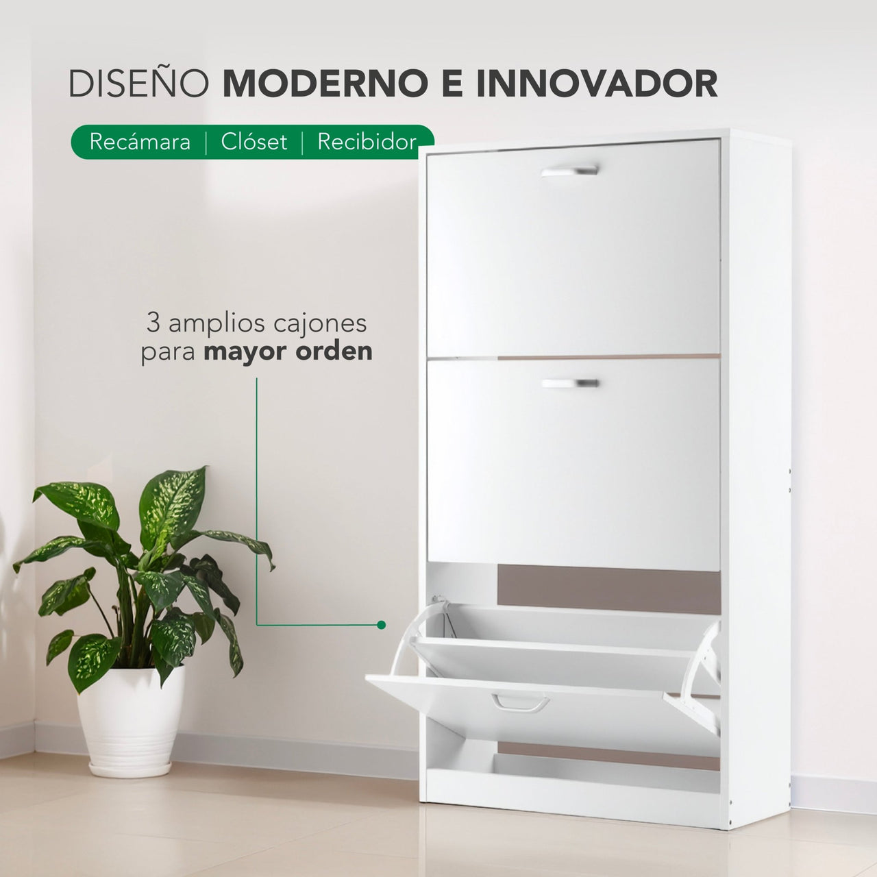 Mueble Zapatero Grande Organizador 3 Cajones Compacto