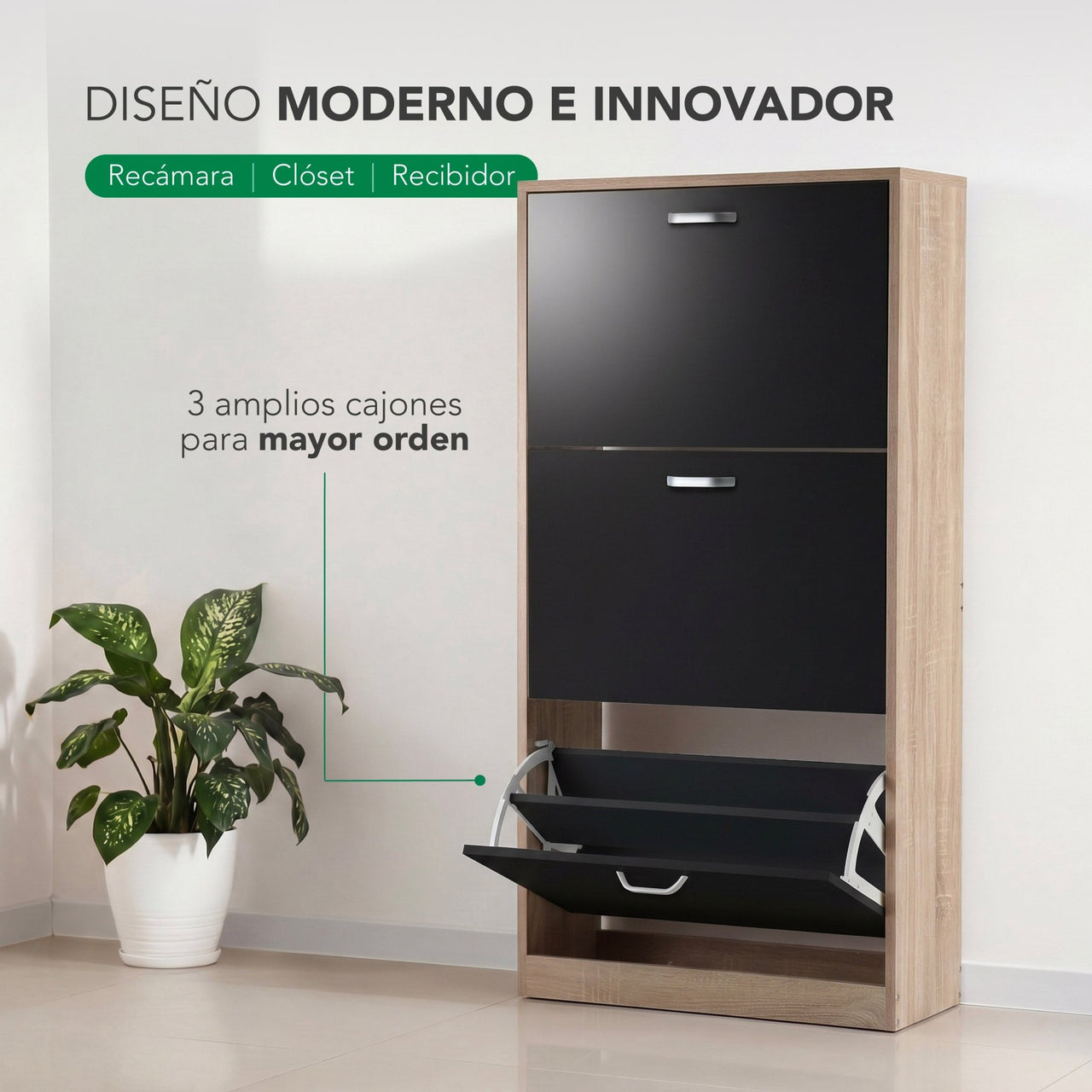 Mueble Zapatero Grande Organizador 3 Cajones Compacto