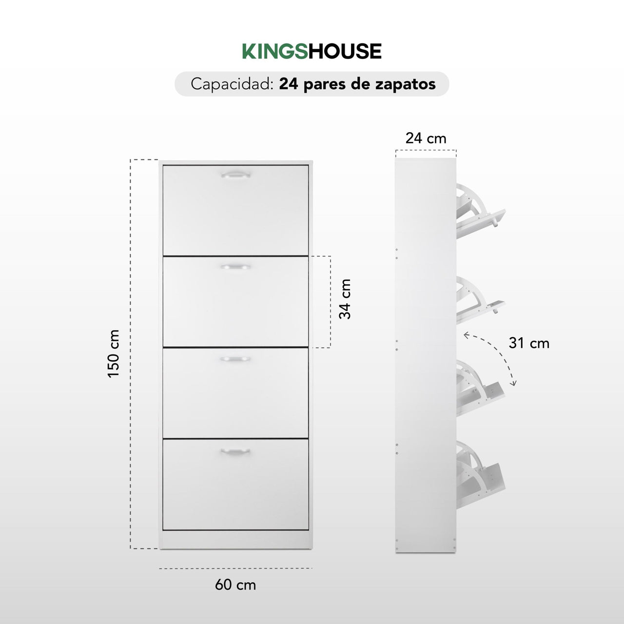 Mueble Zapatero Organizador Calzado 4 Cajones Madera