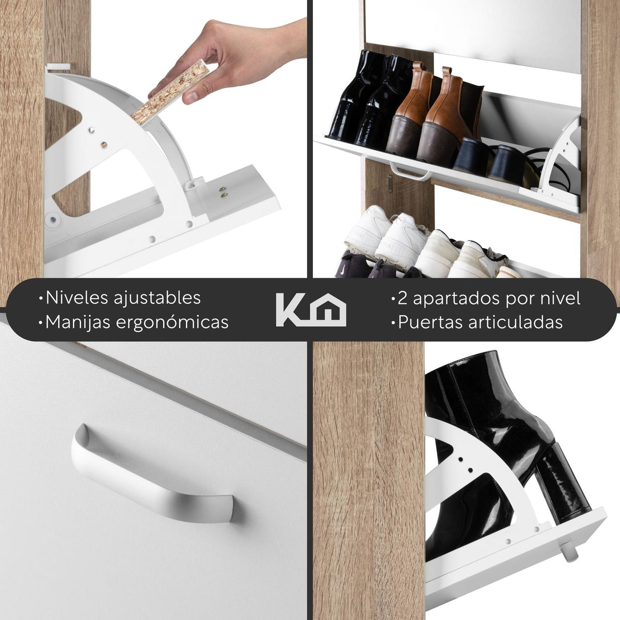 Mueble Zapatero Organizador Calzado 4 Cajones Madera