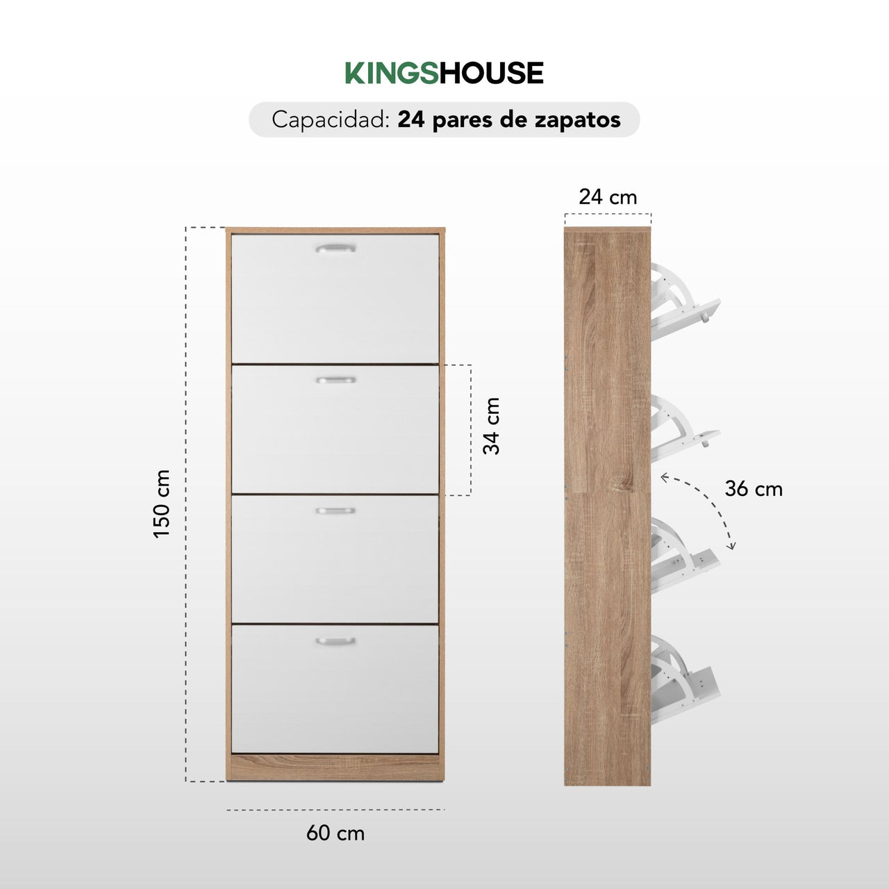 Mueble Zapatero Organizador Calzado 4 Cajones Madera