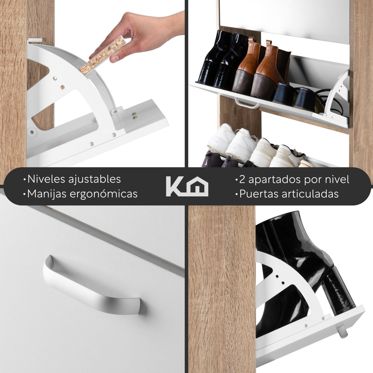 Mueble Zapatero Organizador Calzado 4 Cajones Madera