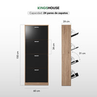 Thumbnail for Mueble Zapatero Organizador Calzado 4 Cajones Madera