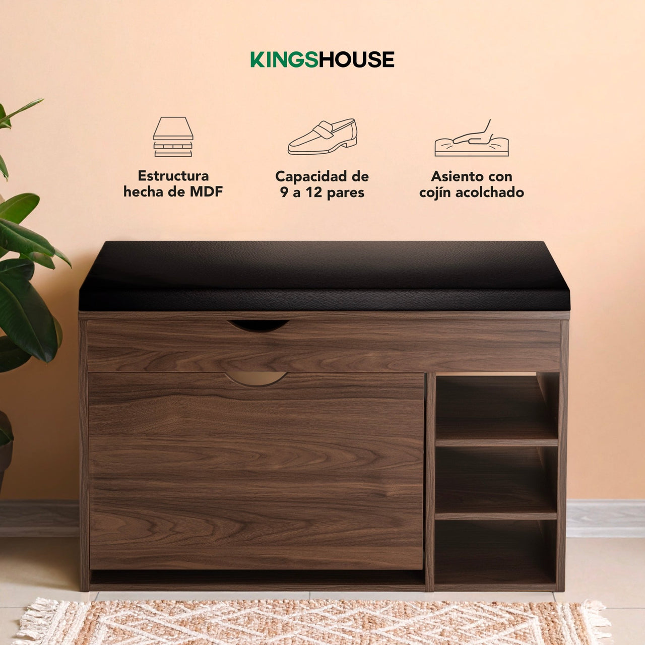 Mueble Zapatero Organizador Zapatos con Taburete