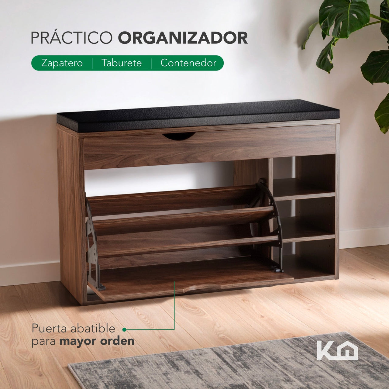 Mueble Zapatero Organizador Zapatos con Taburete