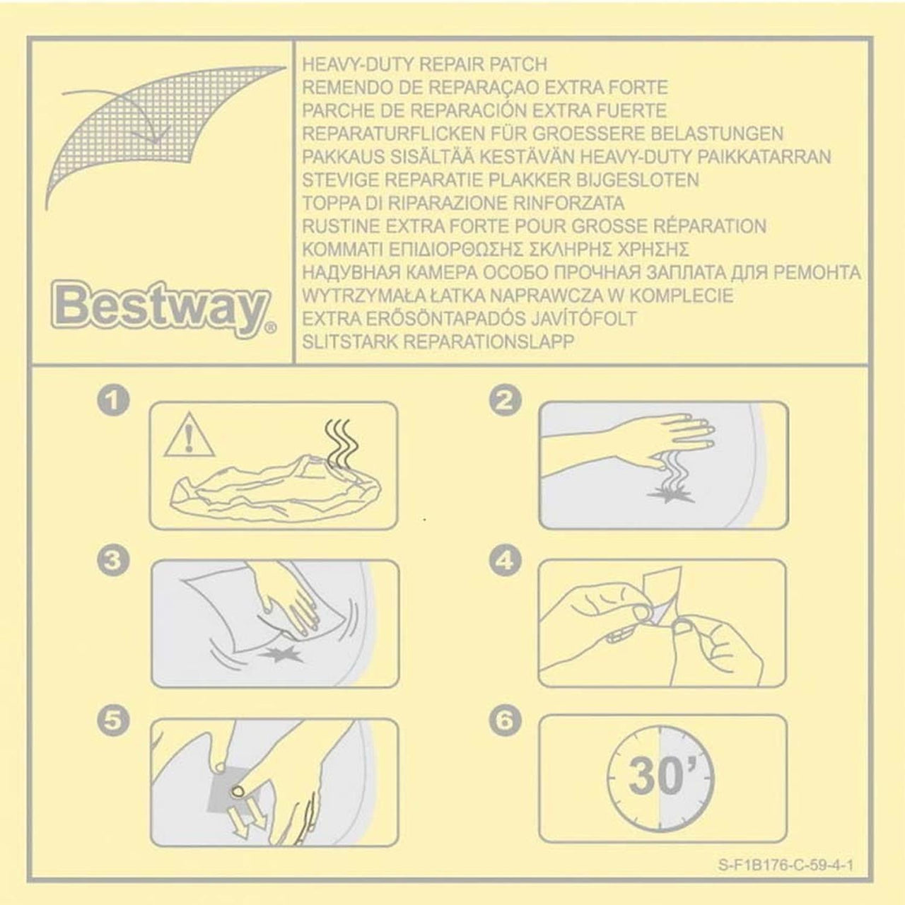 Parche de Reparación Resistente para Inflables 65x65 cm 62068 Bestway