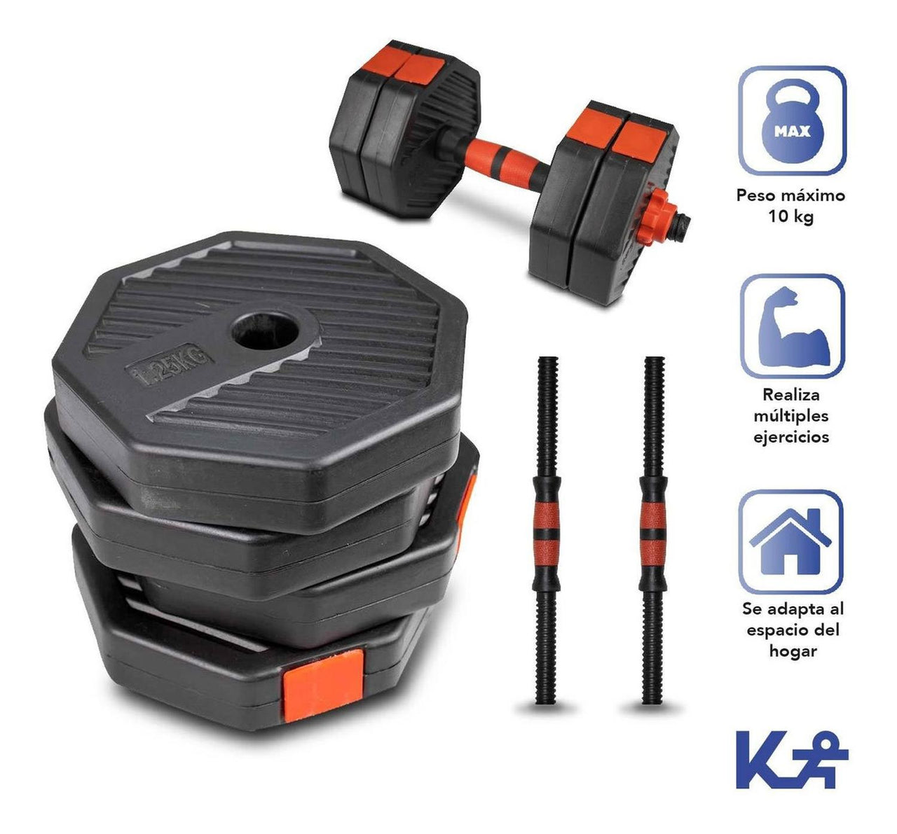 Pesas Set Entrenamiento 4 en 1 Mancuernas hasta 10 kg