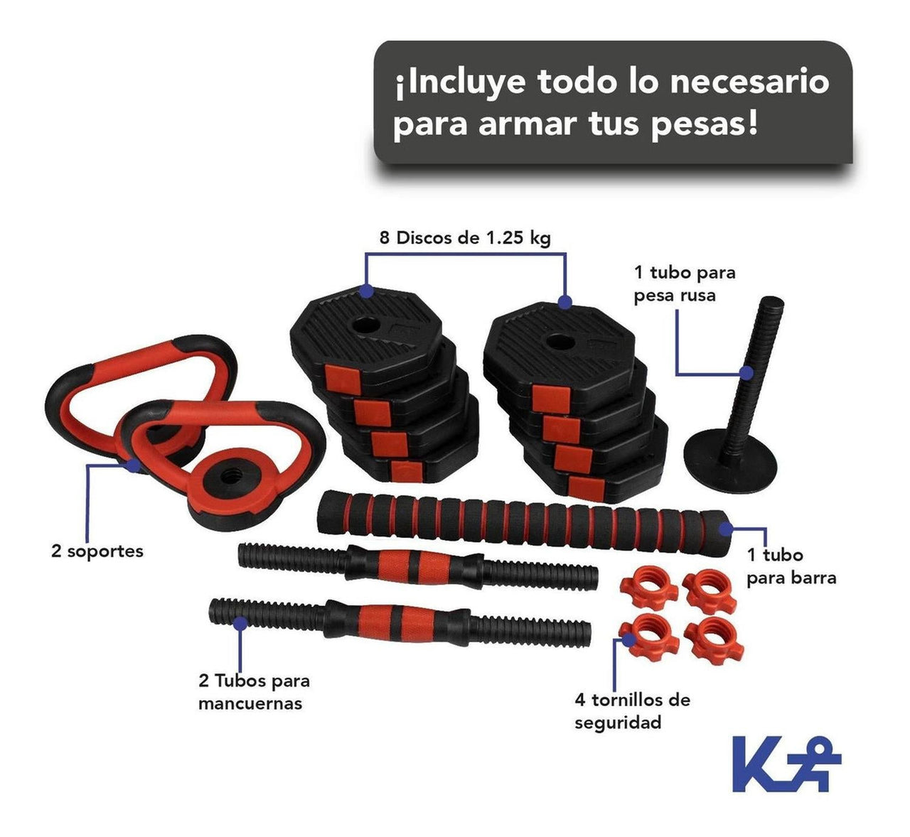Pesas Set Entrenamiento 4 en 1 Mancuernas hasta 10 kg