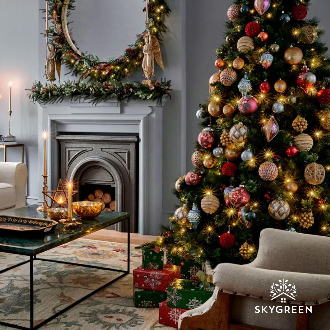 Pino de Navidad Nevado 1.80 m con 800 Ramas Decoración