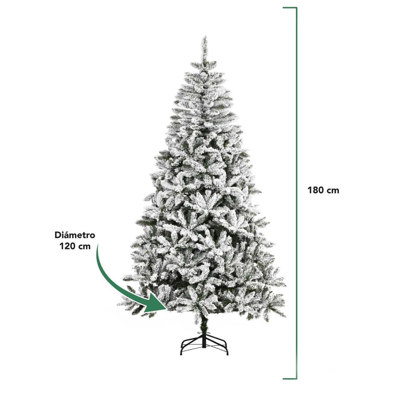 Pino de Navidad Nevado 1.80 m con 800 Ramas Decoración
