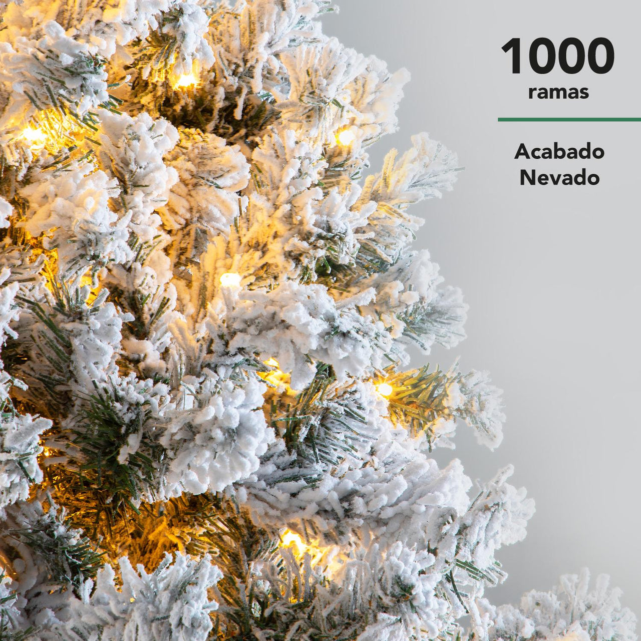 Pino de Navidad Nevado 2.10 m con 1000 Ramas Decoración