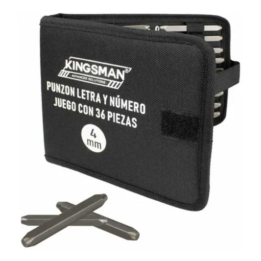 Punzon Letra y Número Juego con 36 Piezas 4 mm Kingsman300330