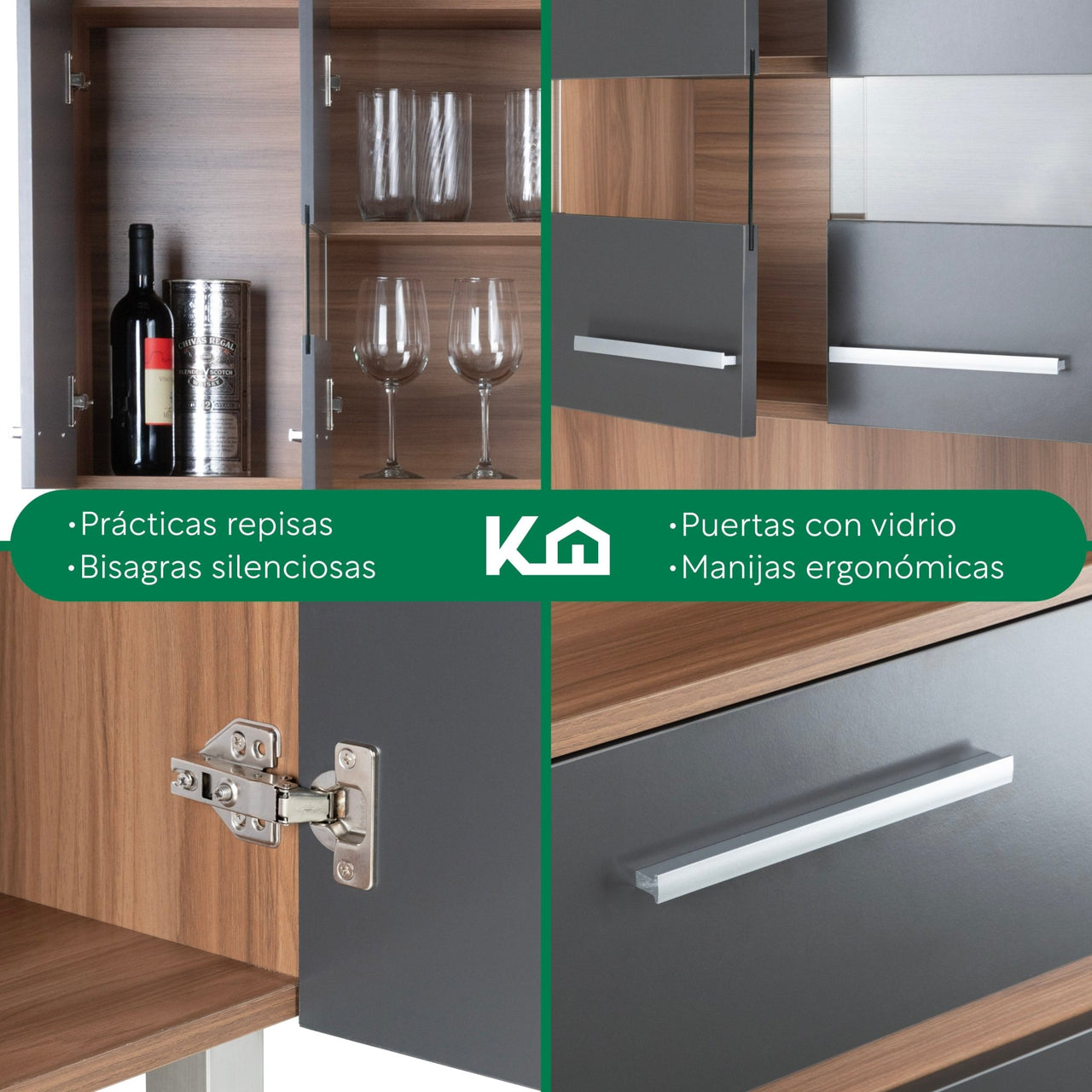 Rack Alacena de Cocina de Madera con 10 Puertas 2 Cajones